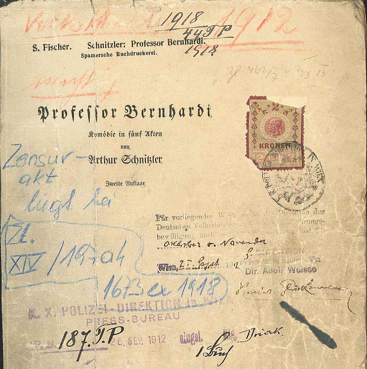 Ausschnitt aus dem Manuskript zu Professor Bernhardi